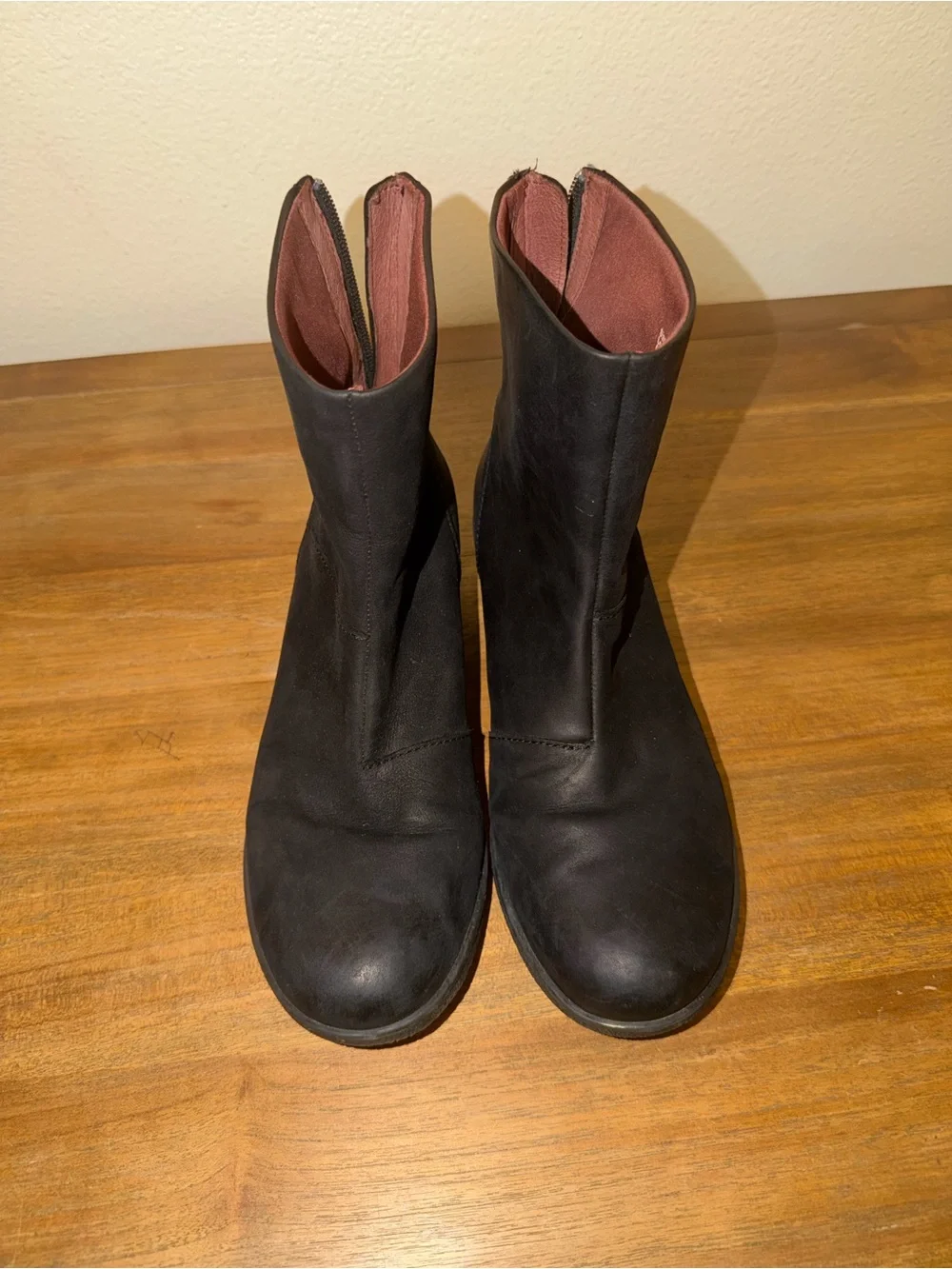 Dansko Black Leather Ankle Boots with Rose Interior